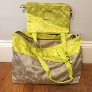 Coach F77560 Colorblock (khaki citrine) large tote
